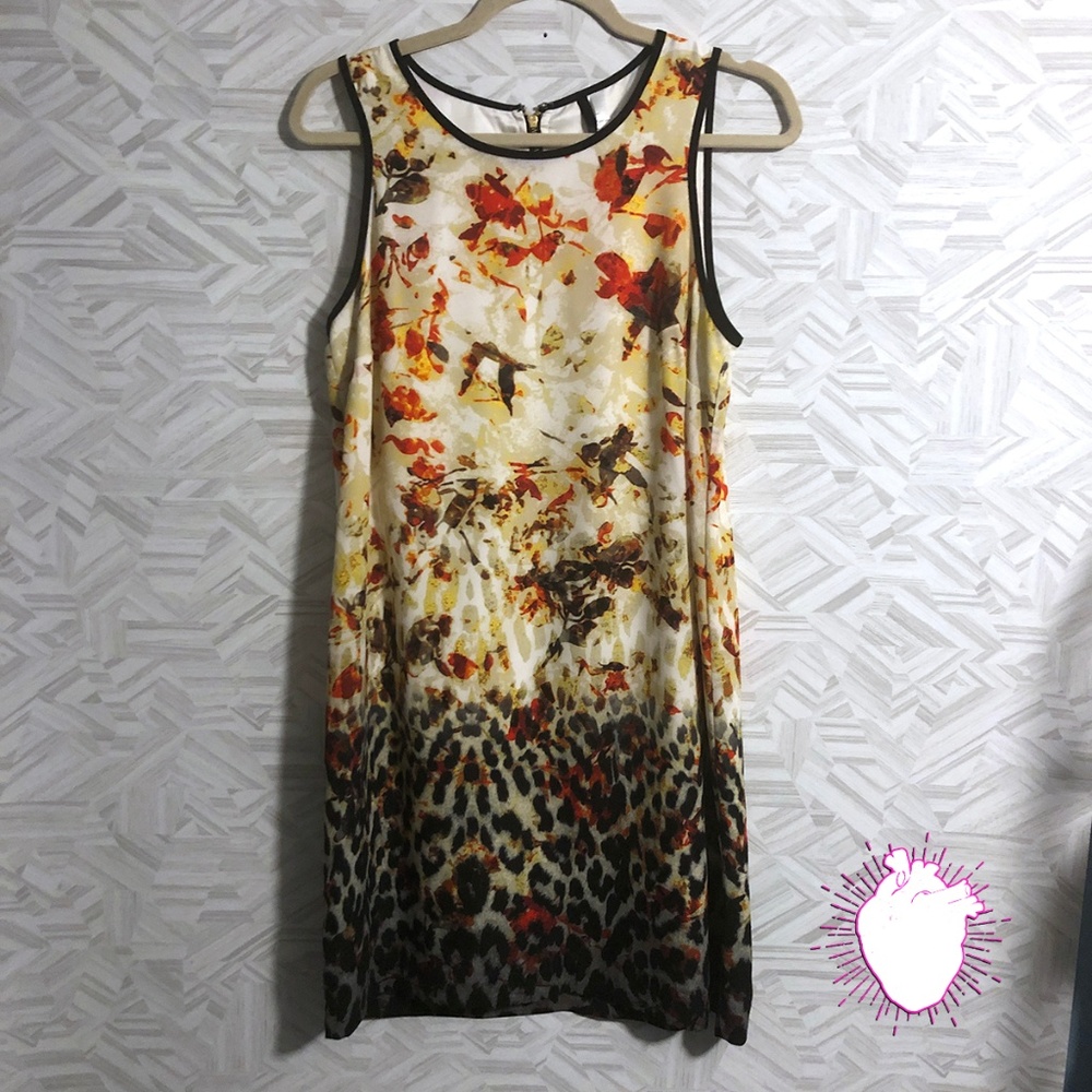 Kensie Abstract Floral Animal Print Dress